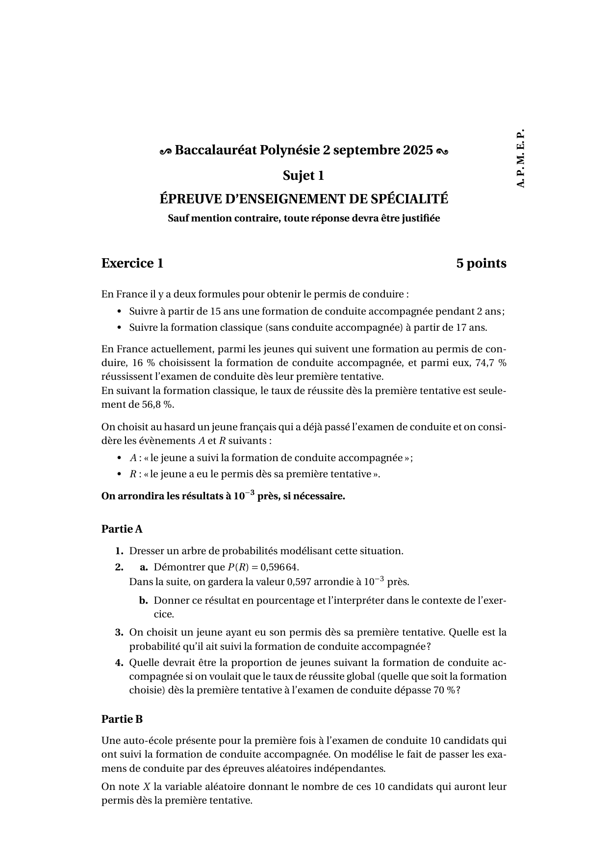 Sujet officiel Polynesie 2 sept 2025 - page 1