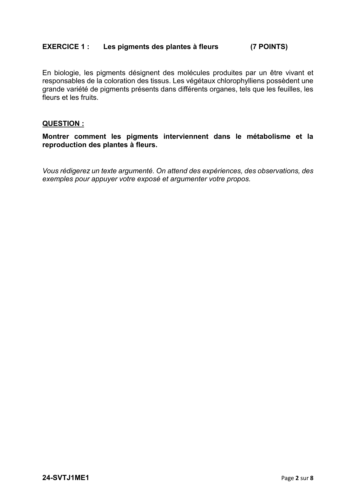 Sujet officiel Métropole J1 2024 - page 2 (Exercice 1)