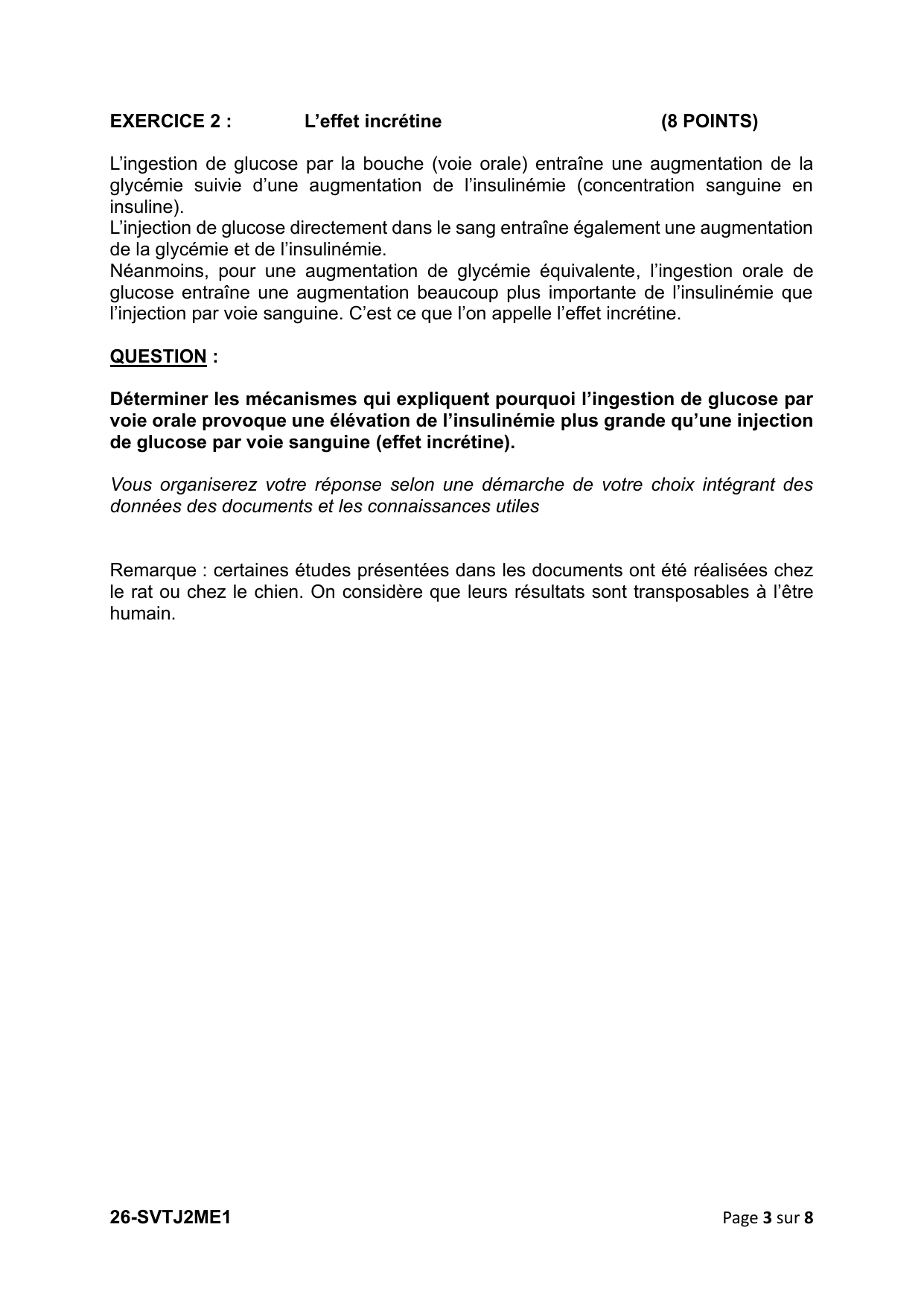 page 3 - Exercice 2 : question (effet incrétine)