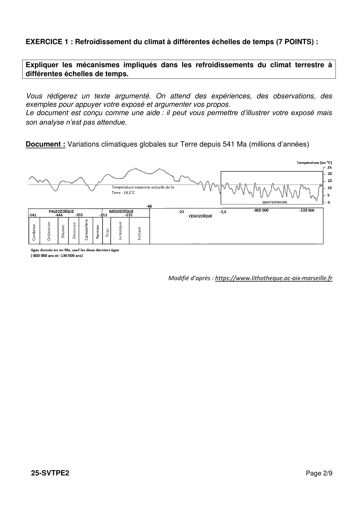Sujet officiel Polynésie 2025 - page 2 (Exercice 1)